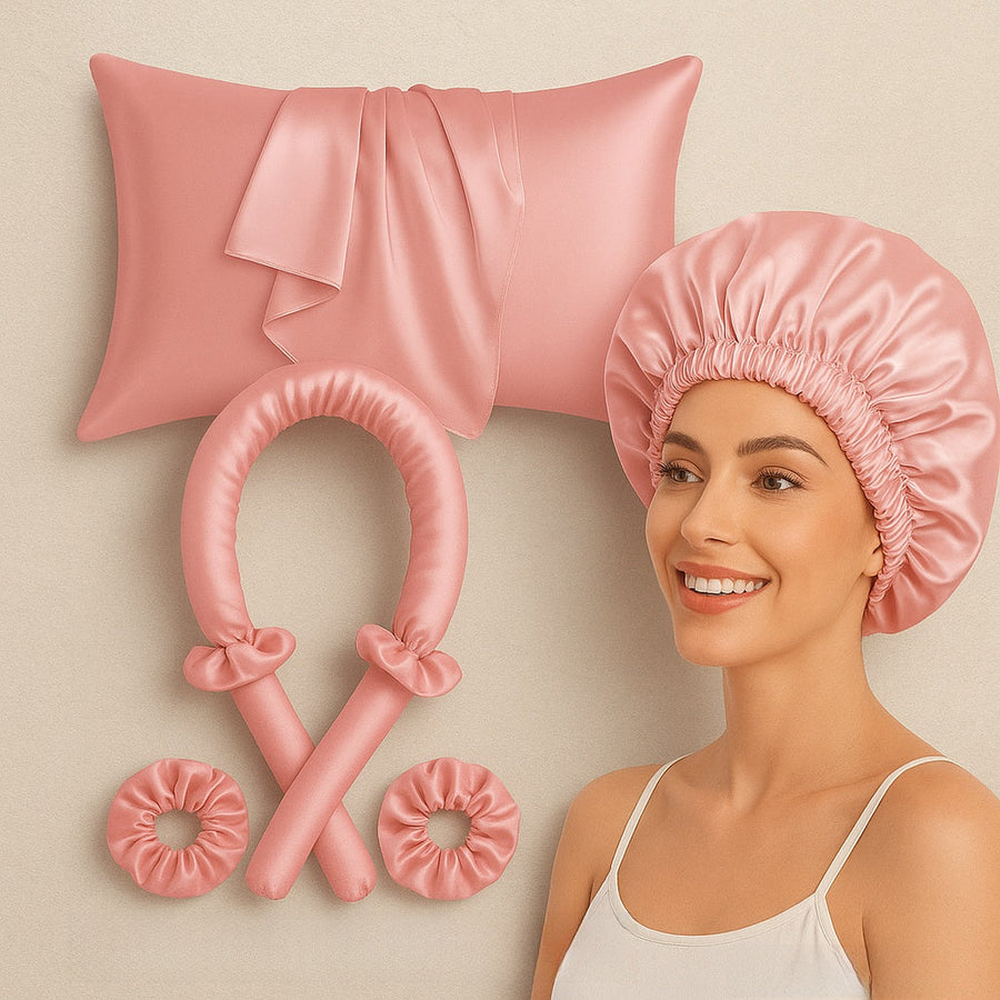 Luxury Satin Silk Hair Care Set - Overnight No Heat Hair Curler Kit for Women