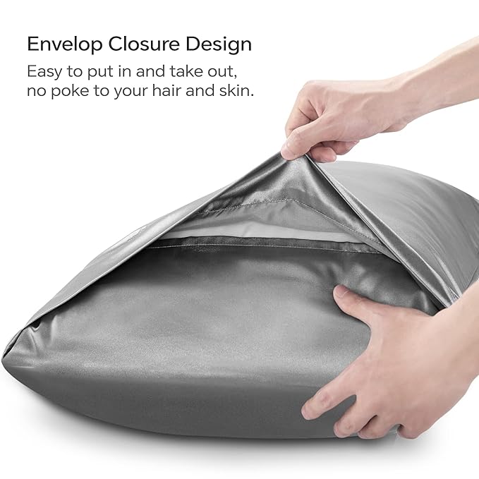 Premium Satin Silk Pillowcase - Soft & Smooth Hypoallergenic Pillow Cover, Envelope Closure
