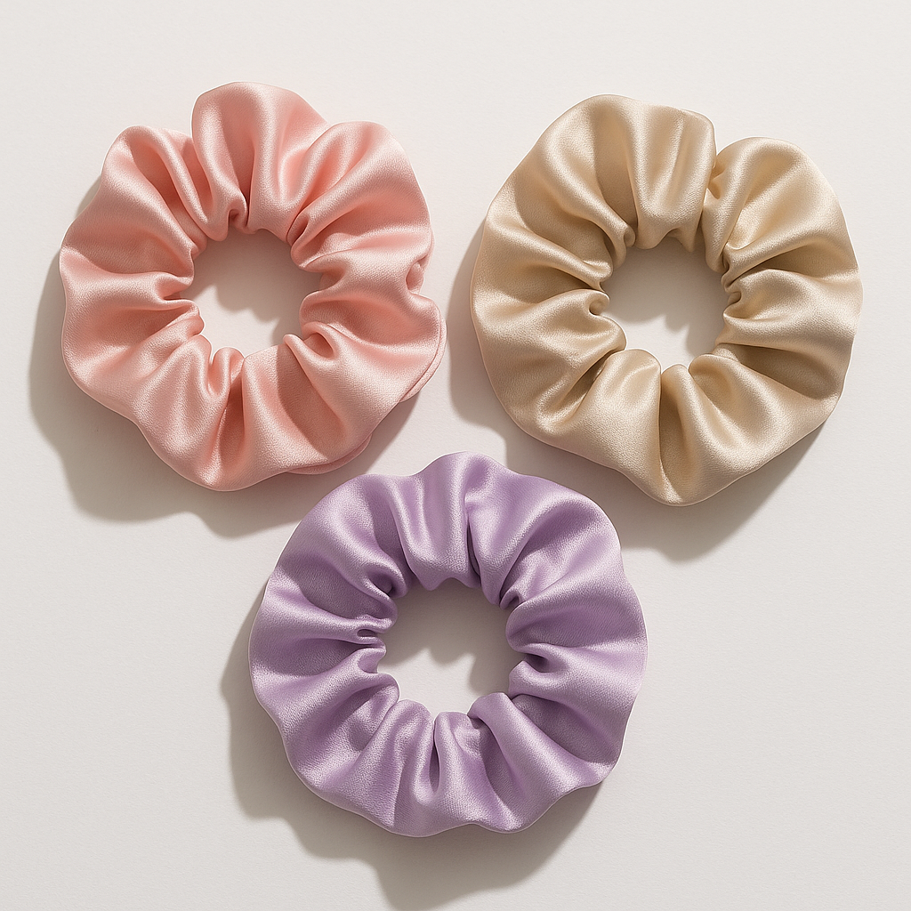 Luxury Silk Scrunchies Set of 6 – Soft Satin Hair Ties for Women & Girls – Anti Hair Breakage Hair Bands