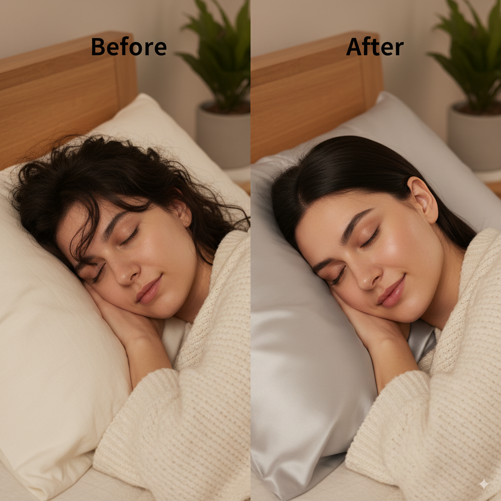 Premium Satin Silk Pillowcase - Soft & Smooth Hypoallergenic Pillow Cover, Envelope Closure
