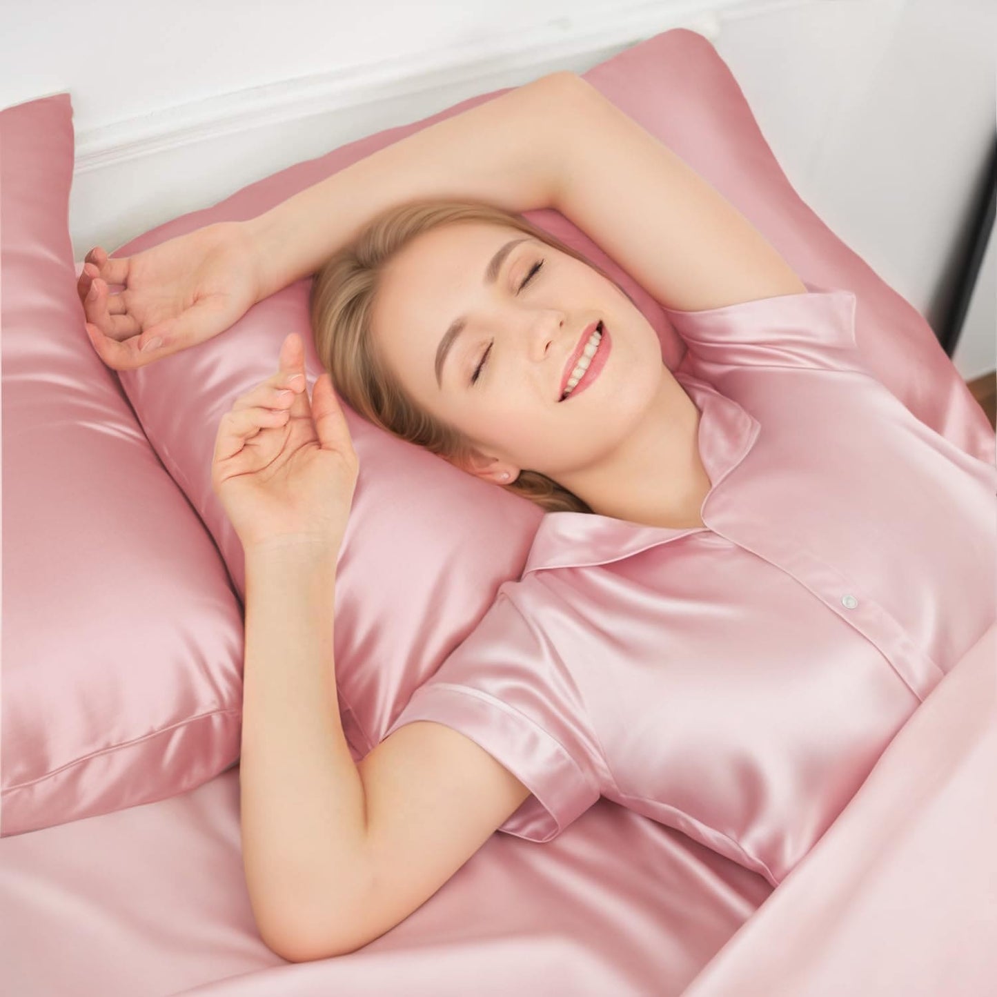 Premium Satin Silk Pillowcase - Soft & Smooth Hypoallergenic Pillow Cover, Envelope Closure