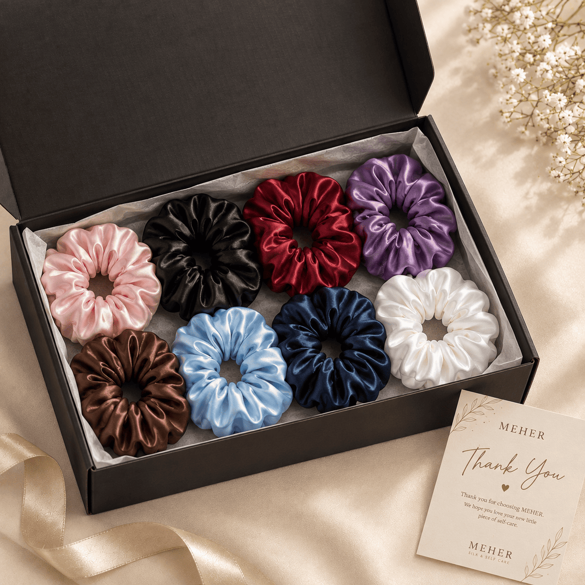 Satin Silk Scrunchies Soft Hair Ties for Everyday Hair Care