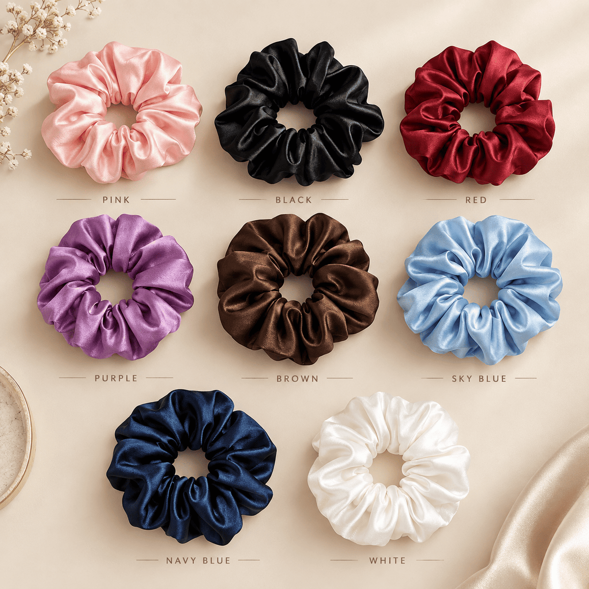 Satin Silk Scrunchies Soft Hair Ties for Everyday Hair Care