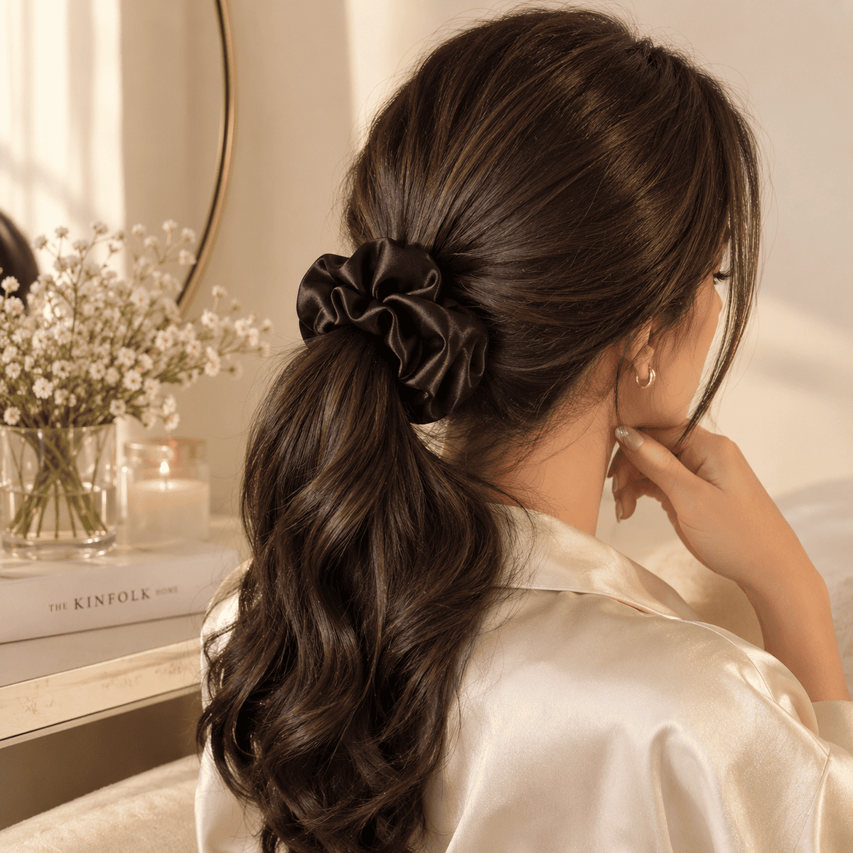 Satin Silk Scrunchies Soft Hair Ties for Everyday Hair Care