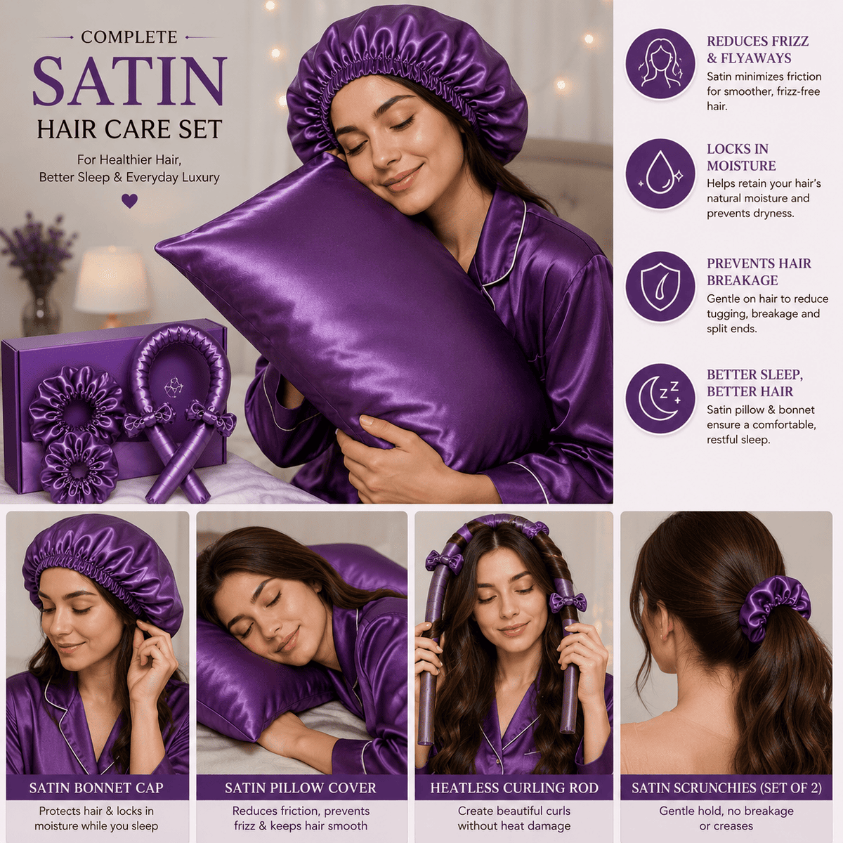 Luxury Satin Silk Hair Care Set