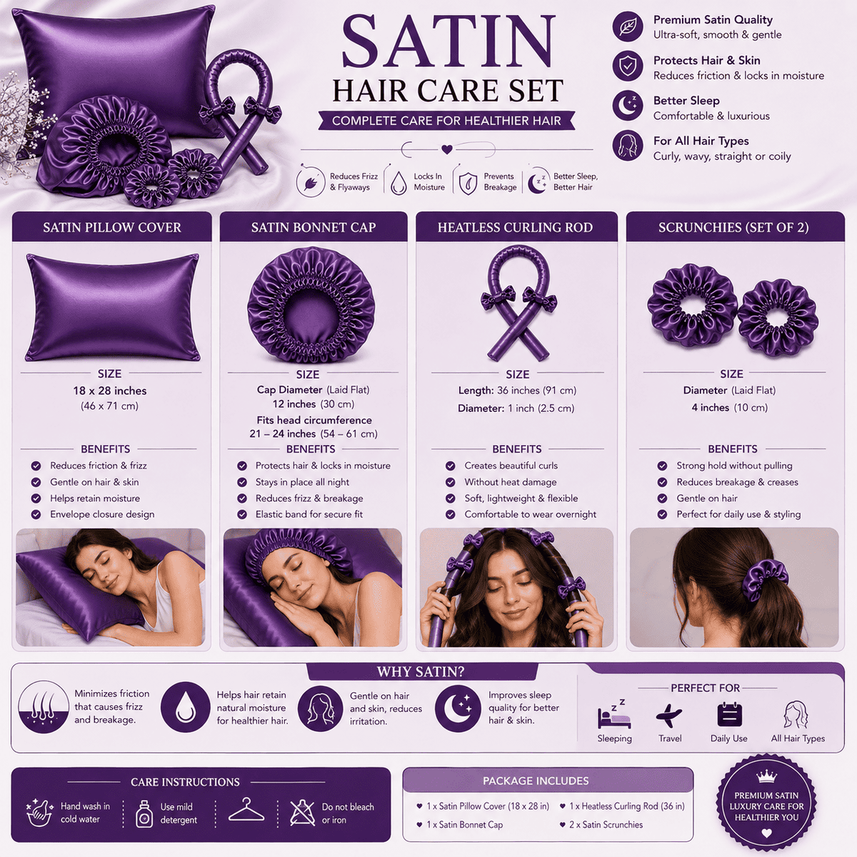 Luxury Satin Silk Hair Care Set