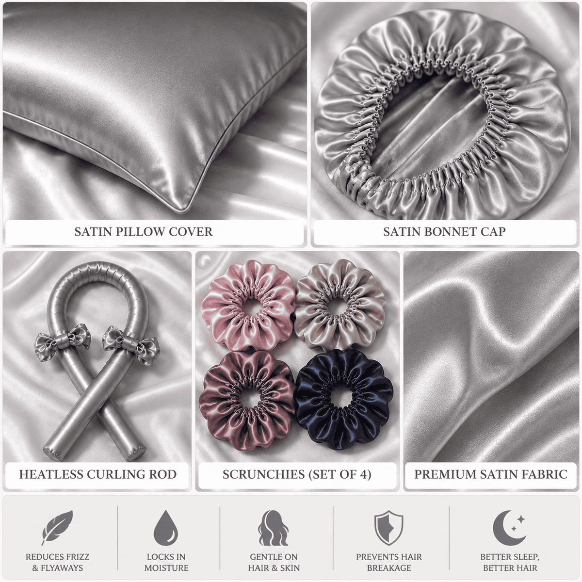 Luxury Satin Silk Hair Care Set