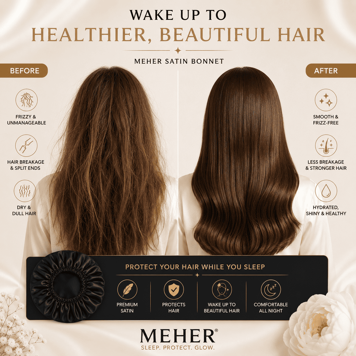 Premium Satin Sleep Bonnet for Hair Protection