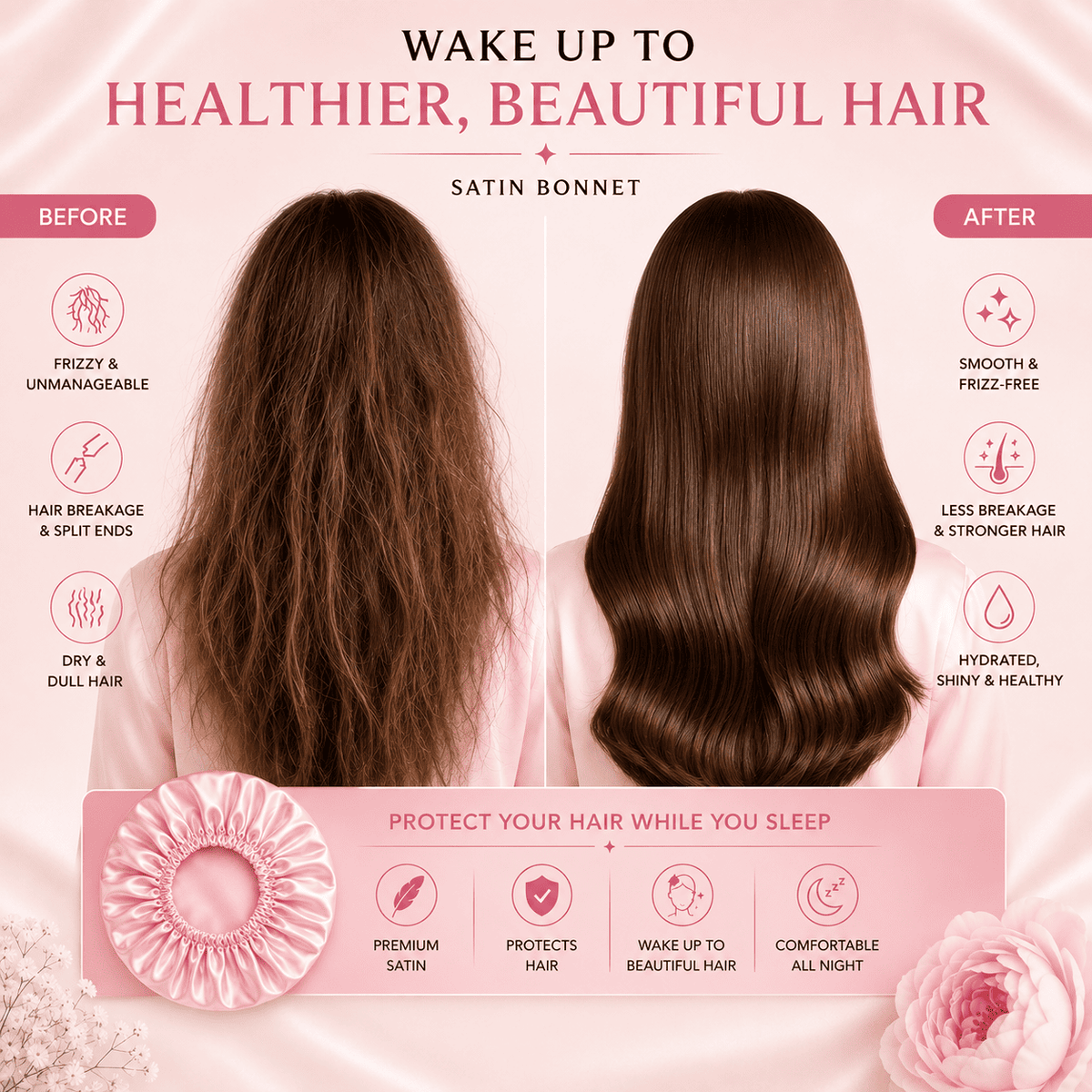 Premium Satin Sleep Bonnet for Hair Protection