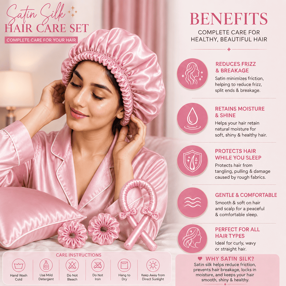 Luxury Satin Silk Hair Care Set