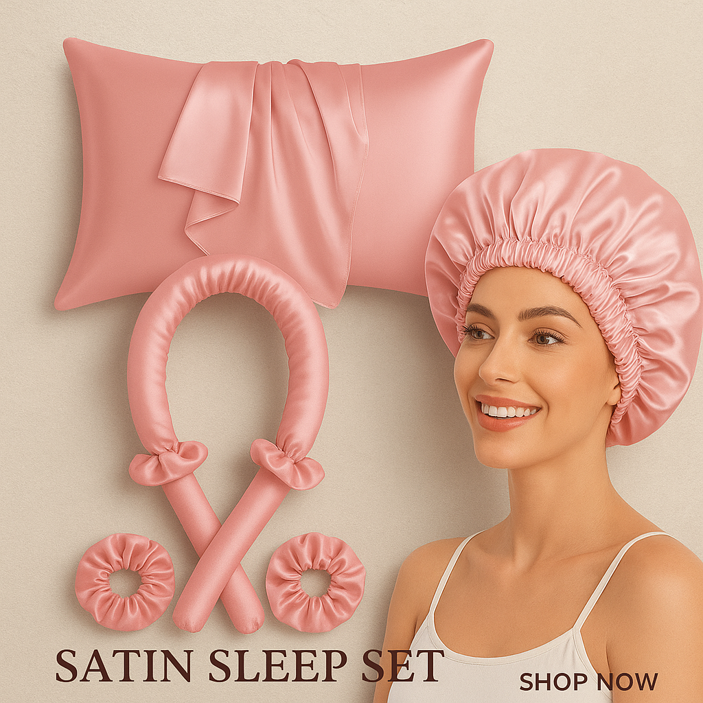 Luxury Satin Silk Hair Care Set -  Overnight No Heat Hair Curler Kit for Women