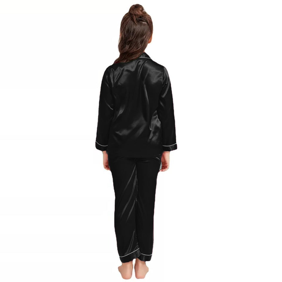 Satin Silk Pajama Set – Soft Button Down Night Suit for Kids